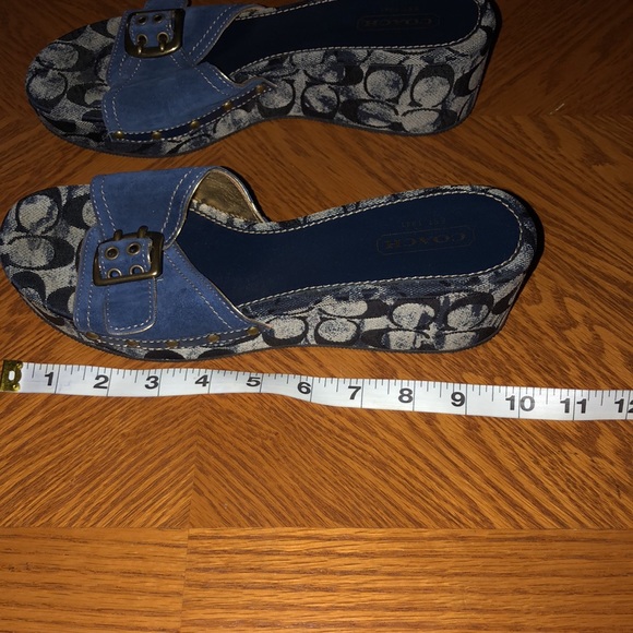 MOVING SALE NO HAGGLING WOMEN AUTHENTIC COACH BLUE DEMIN WEDGE SLIP ON SANDAL - Picture 8 of 13